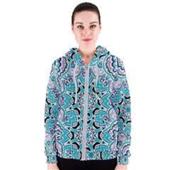 Blue Shades Mandala   Women s Zipper Hoodie by ConteMonfrey