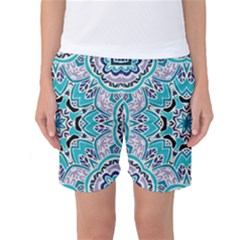 Blue Shades Mandala   Women s Basketball Shorts by ConteMonfrey