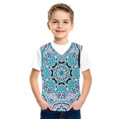 Blue Shades Mandala   Kids  Basketball Tank Top by ConteMonfrey