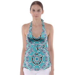 Blue Shades Mandala   Babydoll Tankini Top by ConteMonfrey