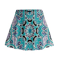 Blue Shades Mandala   Mini Flare Skirt by ConteMonfrey