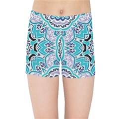 Blue Shades Mandala   Kids  Sports Shorts by ConteMonfrey