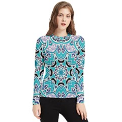 Blue Shades Mandala   Women s Long Sleeve Rash Guard by ConteMonfrey