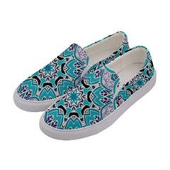 Blue Shades Mandala   Women s Canvas Slip Ons by ConteMonfrey