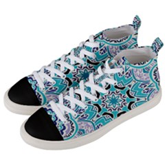 Blue Shades Mandala   Men s Mid-top Canvas Sneakers by ConteMonfrey