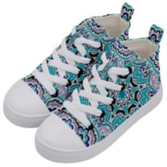 Blue Shades Mandala   Kids  Mid-top Canvas Sneakers by ConteMonfrey