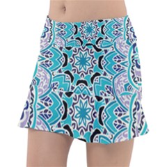 Blue Shades Mandala   Classic Tennis Skirt by ConteMonfrey