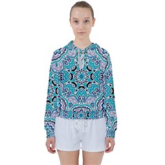 Blue Shades Mandala   Women s Tie Up Sweat by ConteMonfrey