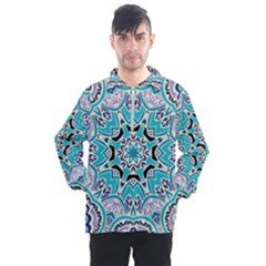 Blue Shades Mandala   Men s Half Zip Pullover by ConteMonfrey