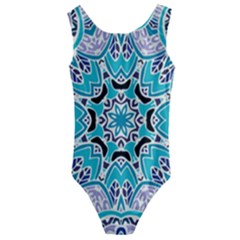 Blue Shades Mandala   Kids  Cut-out Back One Piece Swimsuit by ConteMonfrey