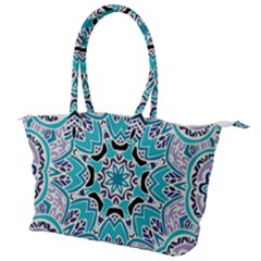 Blue Shades Mandala   Canvas Shoulder Bag by ConteMonfrey