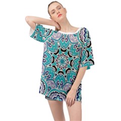 Blue Shades Mandala   Oversized Chiffon Top by ConteMonfrey