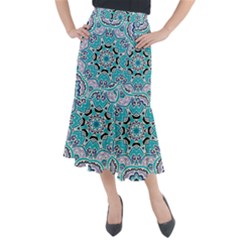 Blue Shades Mandala   Midi Mermaid Skirt by ConteMonfrey