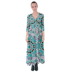 Blue Shades Mandala   Button Up Maxi Dress by ConteMonfrey