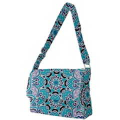 Blue Shades Mandala   Full Print Messenger Bag (l) by ConteMonfrey