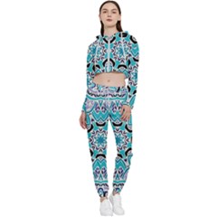 Blue Shades Mandala   Cropped Zip Up Lounge Set by ConteMonfrey