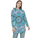 Blue Shades Mandala   Women s Long Oversized Pullover Hoodie View1