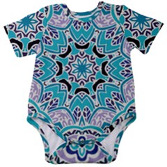 Blue Shades Mandala   Baby Short Sleeve Onesie Bodysuit by ConteMonfrey