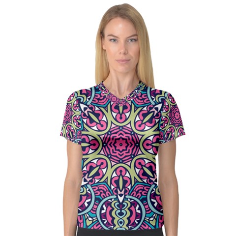 Cold Colors Mandala   V-neck Sport Mesh Tee by ConteMonfrey