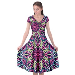 Cold Colors Mandala   Cap Sleeve Wrap Front Dress by ConteMonfrey