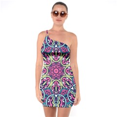 Cold Colors Mandala   One Soulder Bodycon Dress by ConteMonfrey