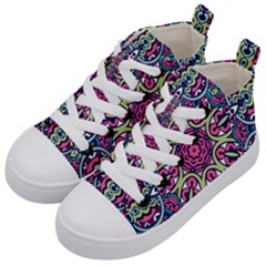 Cold Colors Mandala   Kids  Mid-top Canvas Sneakers by ConteMonfrey