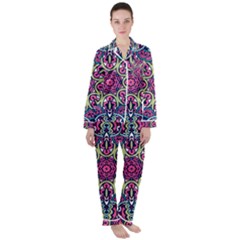 Cold Colors Mandala   Satin Long Sleeve Pajamas Set by ConteMonfrey