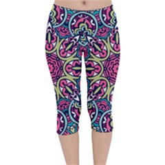 Cold Colors Mandala   Velvet Capri Leggings  by ConteMonfrey