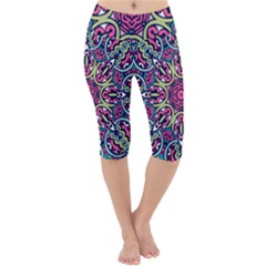 Cold Colors Mandala   Lightweight Velour Cropped Yoga Leggings by ConteMonfrey