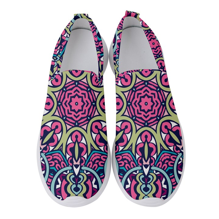 Cold Colors Mandala   Women s Slip On Sneakers