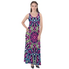 Cold Colors Mandala   Sleeveless Velour Maxi Dress by ConteMonfrey