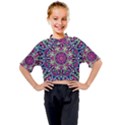 Cold Colors Mandala   Kids Mock Neck Tee View1