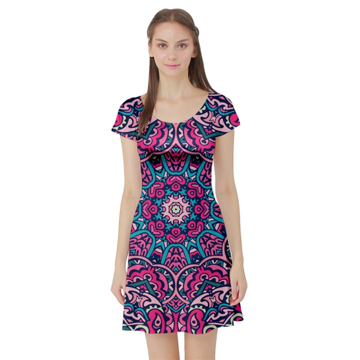 Good Vibes Brain Short Sleeve Skater Dress