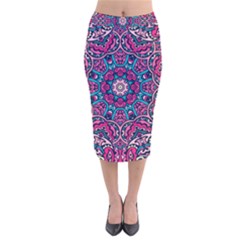 Good Vibes Brain Velvet Midi Pencil Skirt