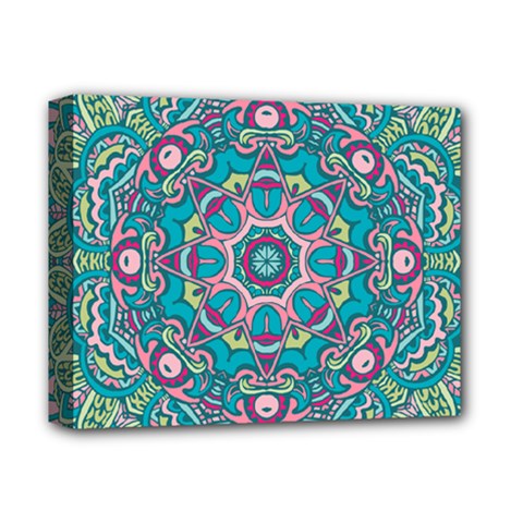 Green, Blue And Pink Mandala  Deluxe Canvas 14  X 11  (stretched) by ConteMonfrey