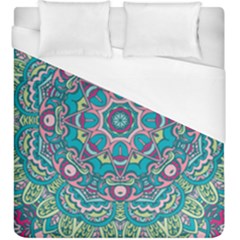 Green, Blue And Pink Mandala  Duvet Cover (king Size) by ConteMonfrey