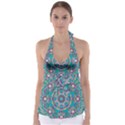 Green, Blue And Pink Mandala  Babydoll Tankini Top View1