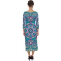 Green, Blue And Pink Mandala  Quarter Sleeve Midi Bodycon Dress View2