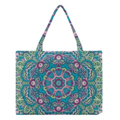 Green, Blue And Pink Mandala  Medium Tote Bag by ConteMonfrey