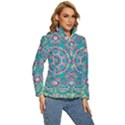 Green, Blue And Pink Mandala  Women s Puffer Bubble Jacket Coat View3