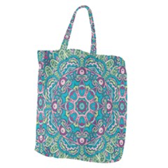 Green, Blue And Pink Mandala  Giant Grocery Tote by ConteMonfrey