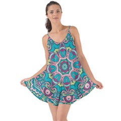 Green, Blue And Pink Mandala  Love The Sun Cover Up by ConteMonfrey