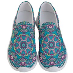 Green, Blue And Pink Mandala  Men s Lightweight Slip Ons by ConteMonfrey