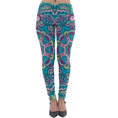 Green, Blue And Pink Mandala  Lightweight Velour Leggings by ConteMonfrey