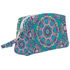 Green, Blue And Pink Mandala  Wristlet Pouch Bag (large) by ConteMonfrey