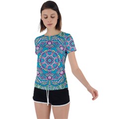 Green, Blue And Pink Mandala  Back Circle Cutout Sports Tee by ConteMonfrey