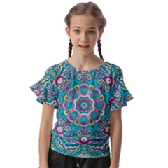 Green, Blue And Pink Mandala  Kids  Cut Out Flutter Sleeves by ConteMonfrey