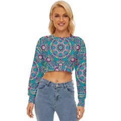 Green, Blue And Pink Mandala  Lightweight Long Sleeve Sweatshirt by ConteMonfrey