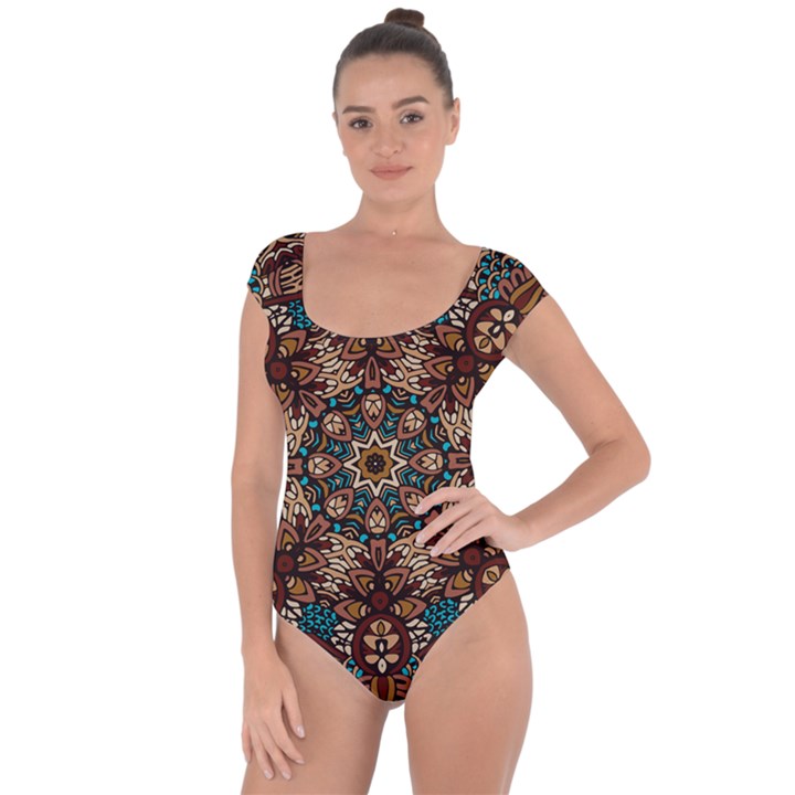 Vintage Vibes Mandala  Short Sleeve Leotard 