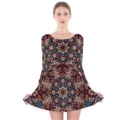 Vintage Vibes Mandala  Long Sleeve Velvet Skater Dress by ConteMonfrey